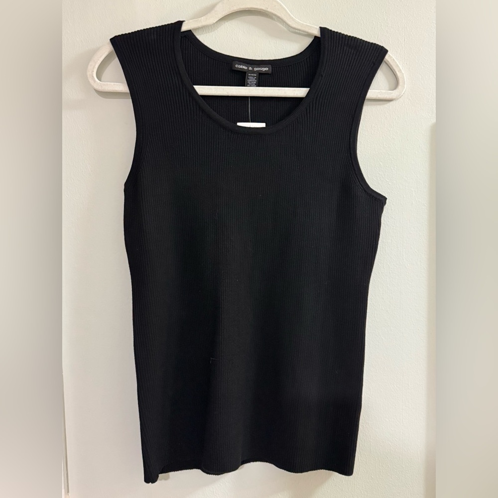 Cable & Gauge Black Ribbed Sleeveless Tank